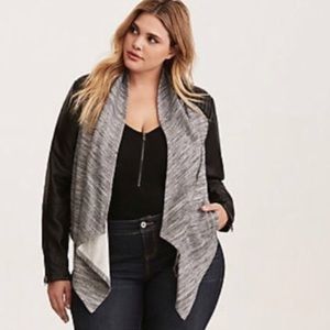 Torrid drape front mixed material jacket